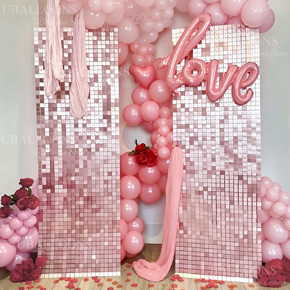 Sequin Fabric Panel - 6-24pcs Matte Rose Pink Shimmer Backdrop