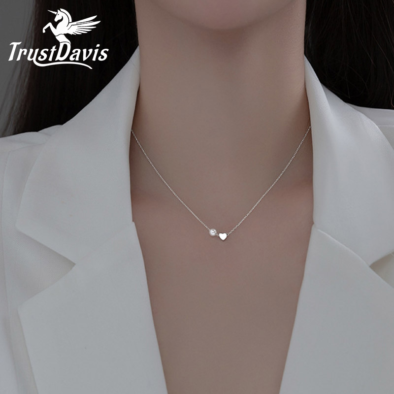 Pearl Trim Chain - TrustDavis Real 925 Sterling Silver Romantic