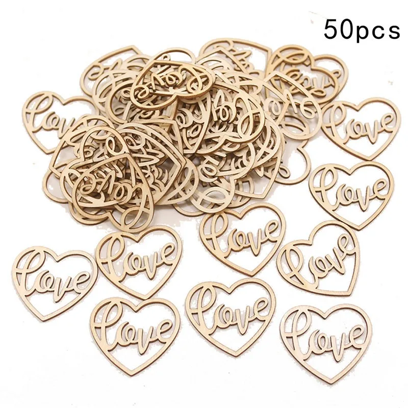 50pcs Heart Wooden Ornament He - Embellish Craft recension och pris
