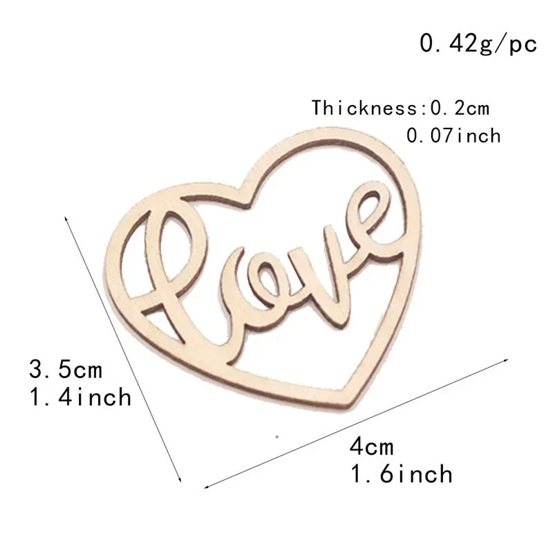 50pcs Heart Wooden Ornament He - Embellish Craft recension och pris