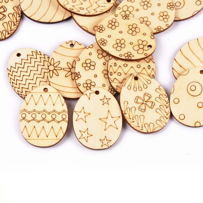 25Pcs Mixed Easter Egg Wood Cr - Embellishments For Scrapbooking recension och pris