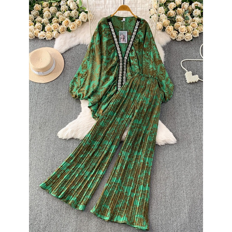 Women Floral Print Two Piece S - Elastic Lace Trim recension och pris