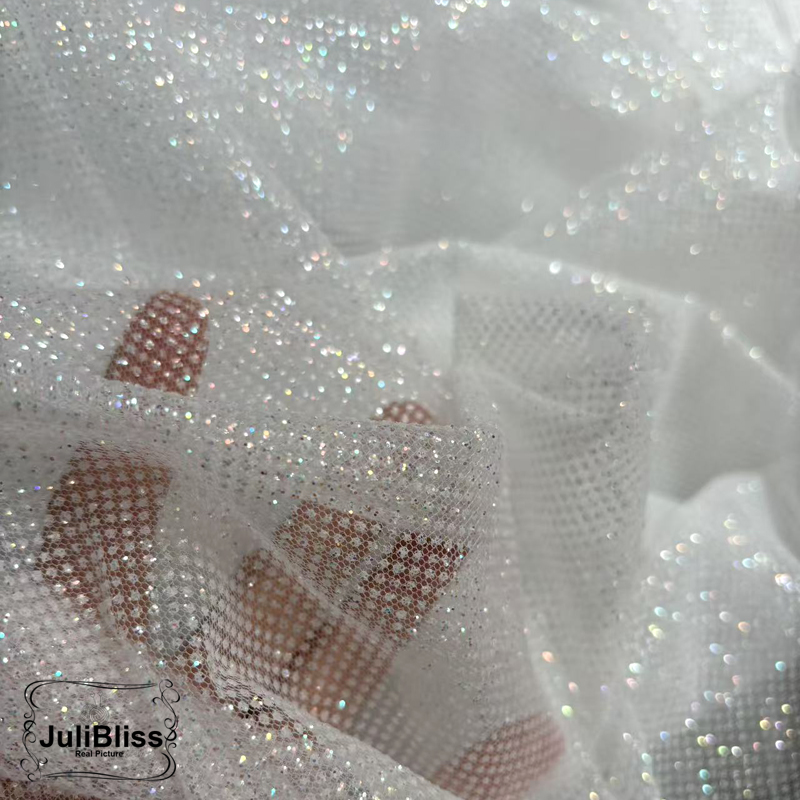 Shimmering White Glitter Tulle - Sequin Fabric Panel recension och pris