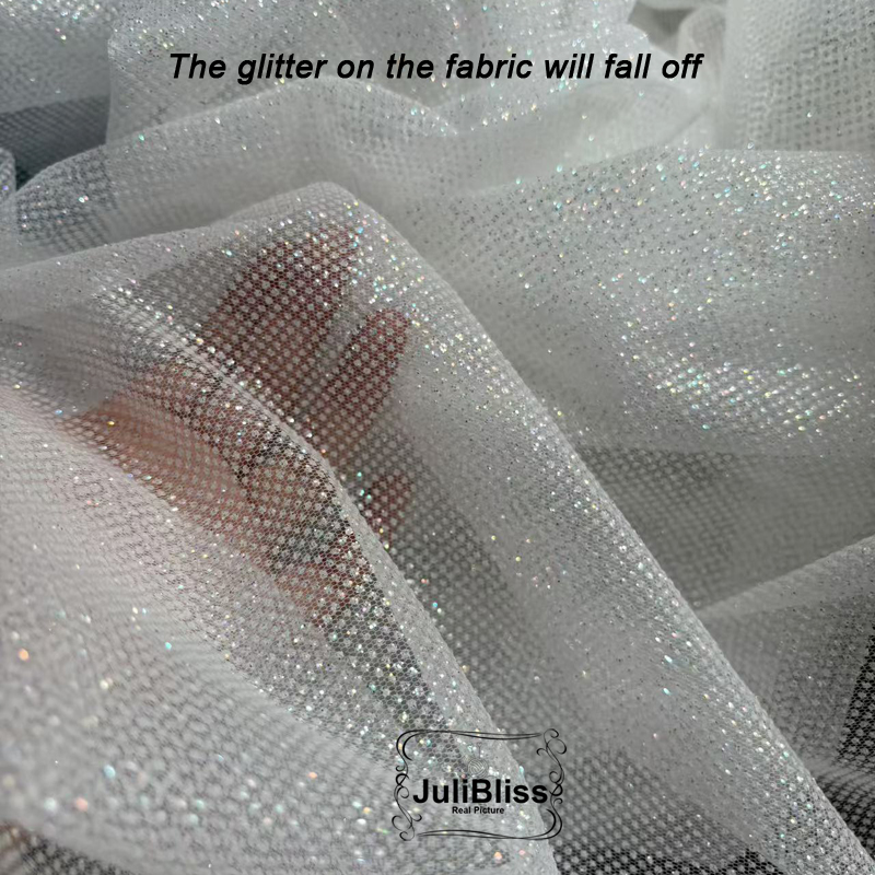Shimmering White Glitter Tulle - Sequin Fabric Panel recension och pris