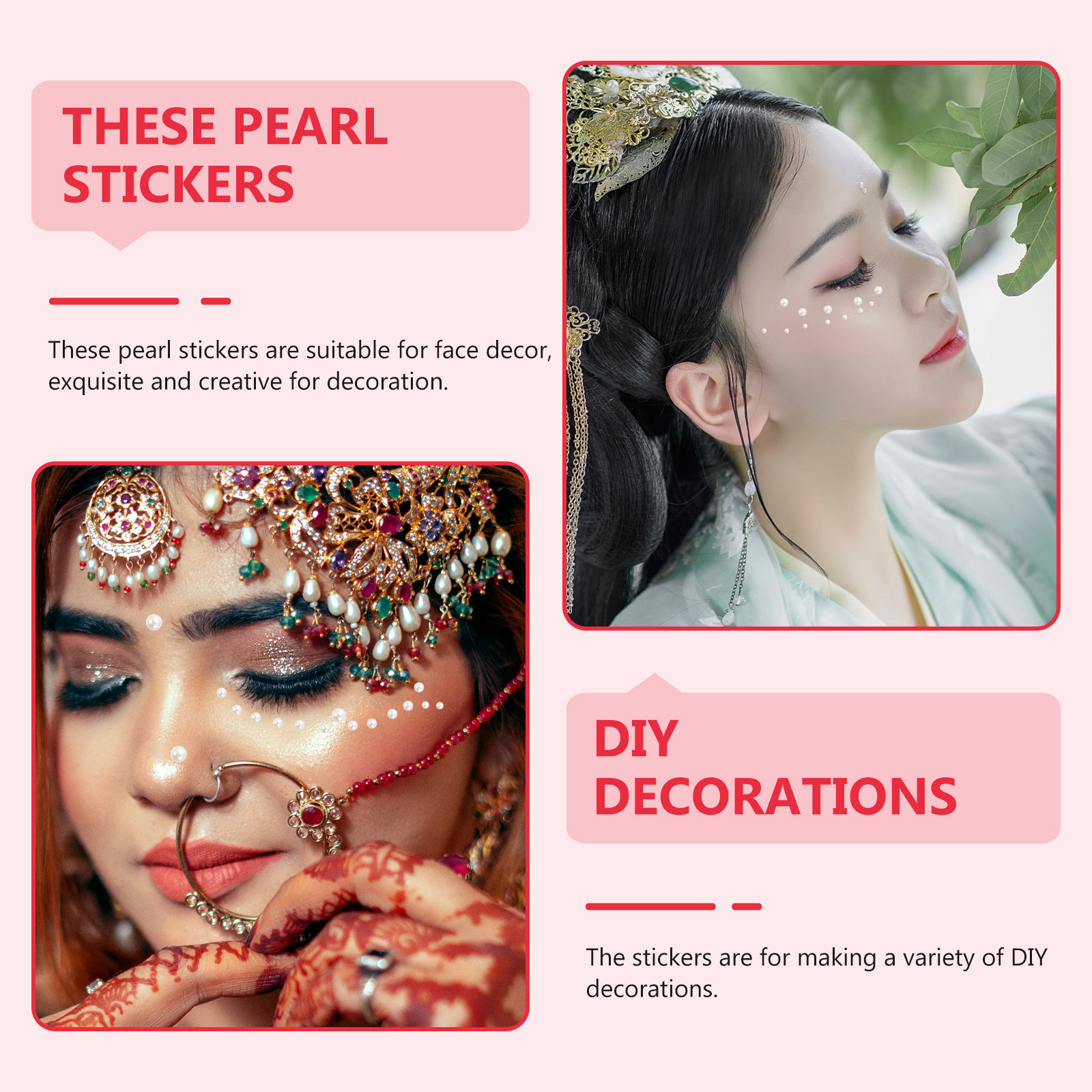 5Pcs Pearl Face Stickers Adhes - Embellish Craft recension och pris